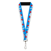 Lanyard - 1.0" - Chicago Skyline Flag Distressed Black White Red Lanyards Buckle-Down