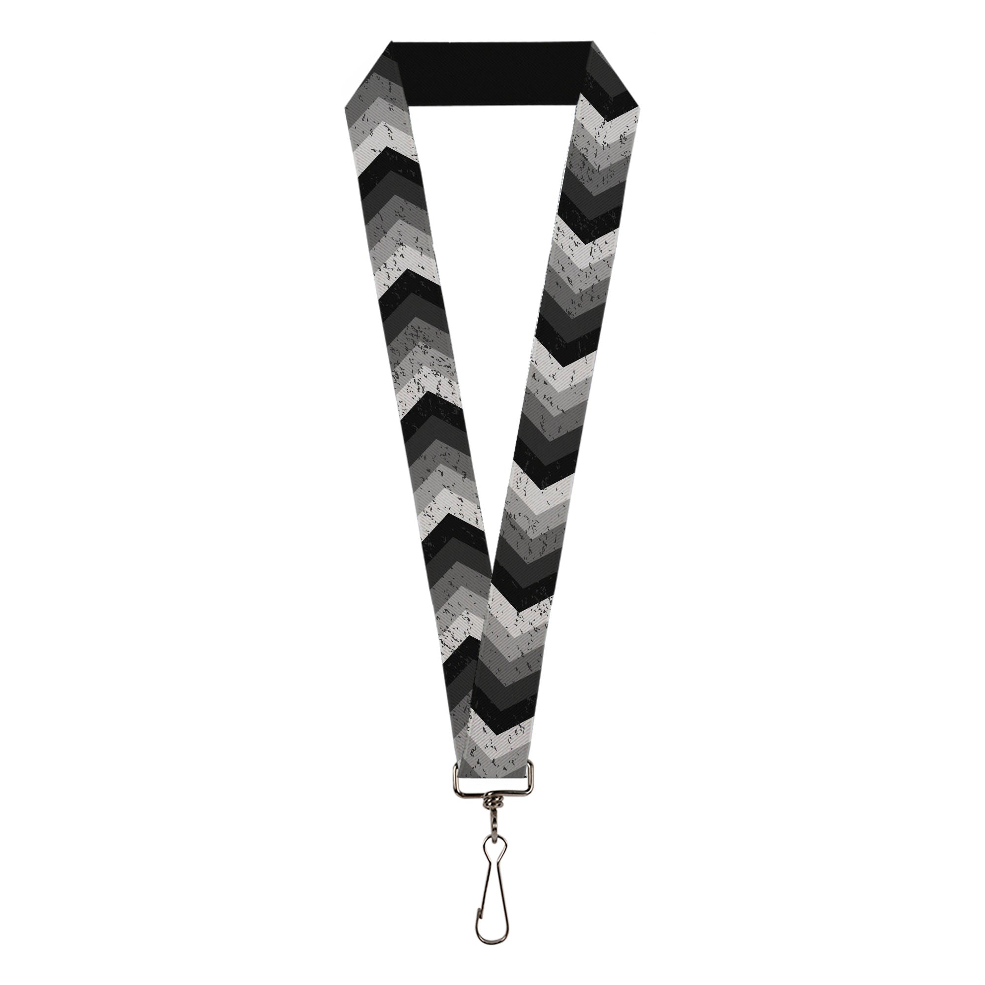 Lanyard - 1.0" - Chevron Weathered Black Grays Lanyards Buckle-Down