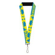 Lanyard - 1.0" - CALIFORNIA REPUBLIC Bear Stars Silhouette Yellow Blue Lanyards Buckle-Down