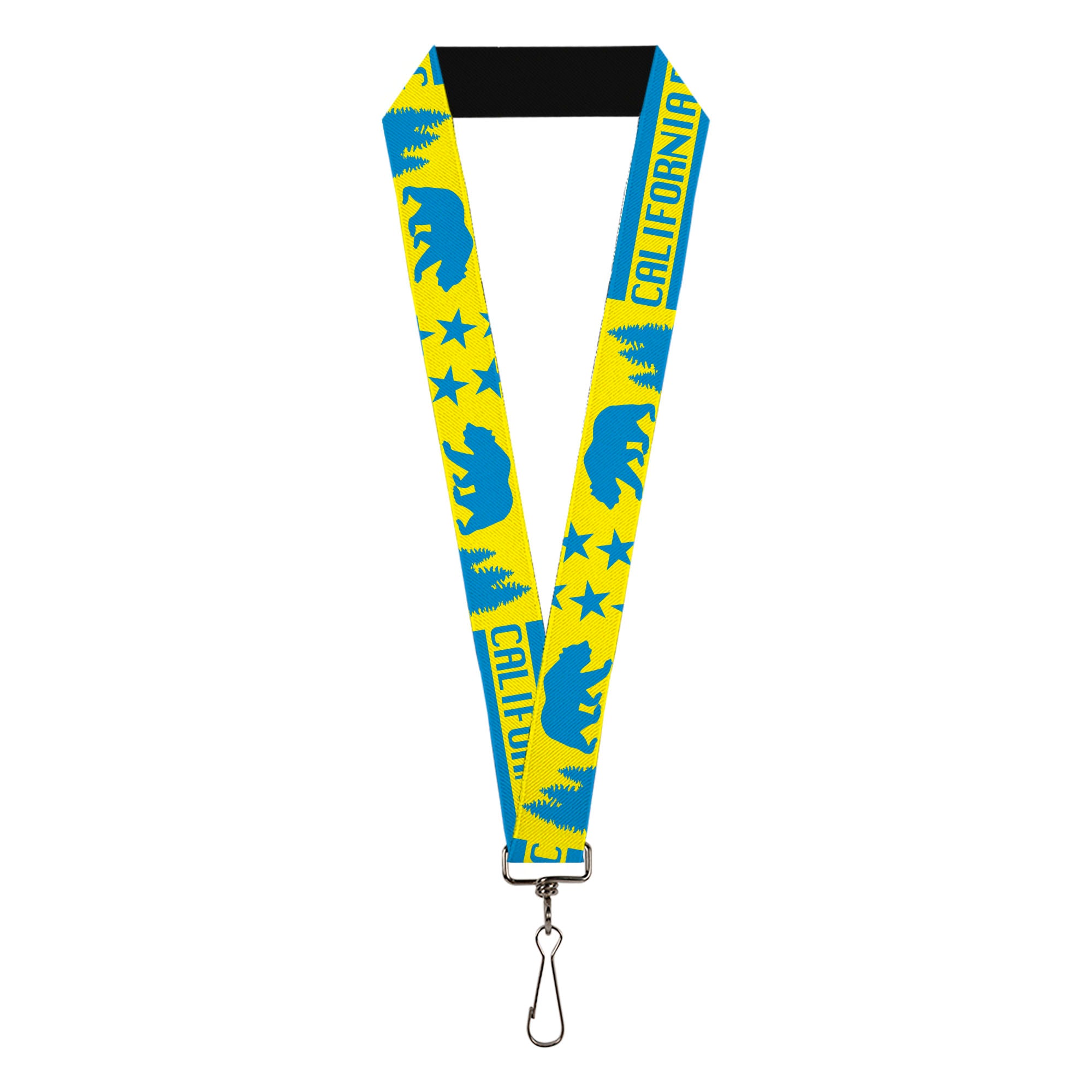 Lanyard - 1.0" - CALIFORNIA REPUBLIC Bear Stars Silhouette Yellow Blue Lanyards Buckle-Down