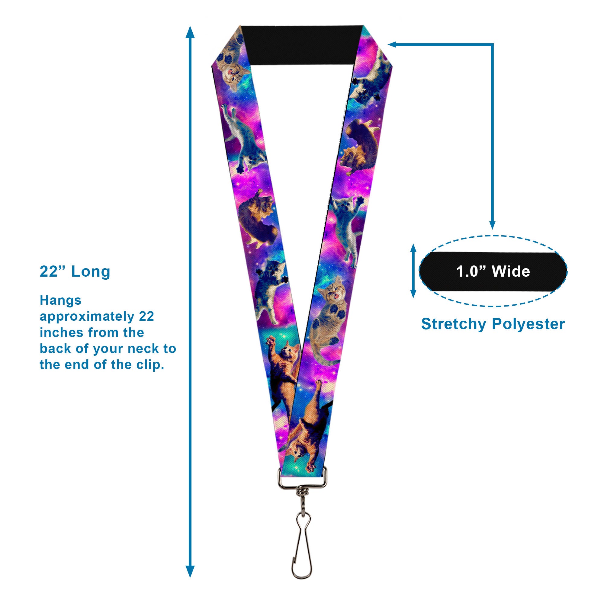 Lanyard - 1.0" - Cats in Space Pinks Blues Lanyards Buckle-Down