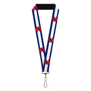 Lanyard - 1.0" - Colorado Flag Snowboarder Blue White Red Yellow Lanyards Buckle-Down