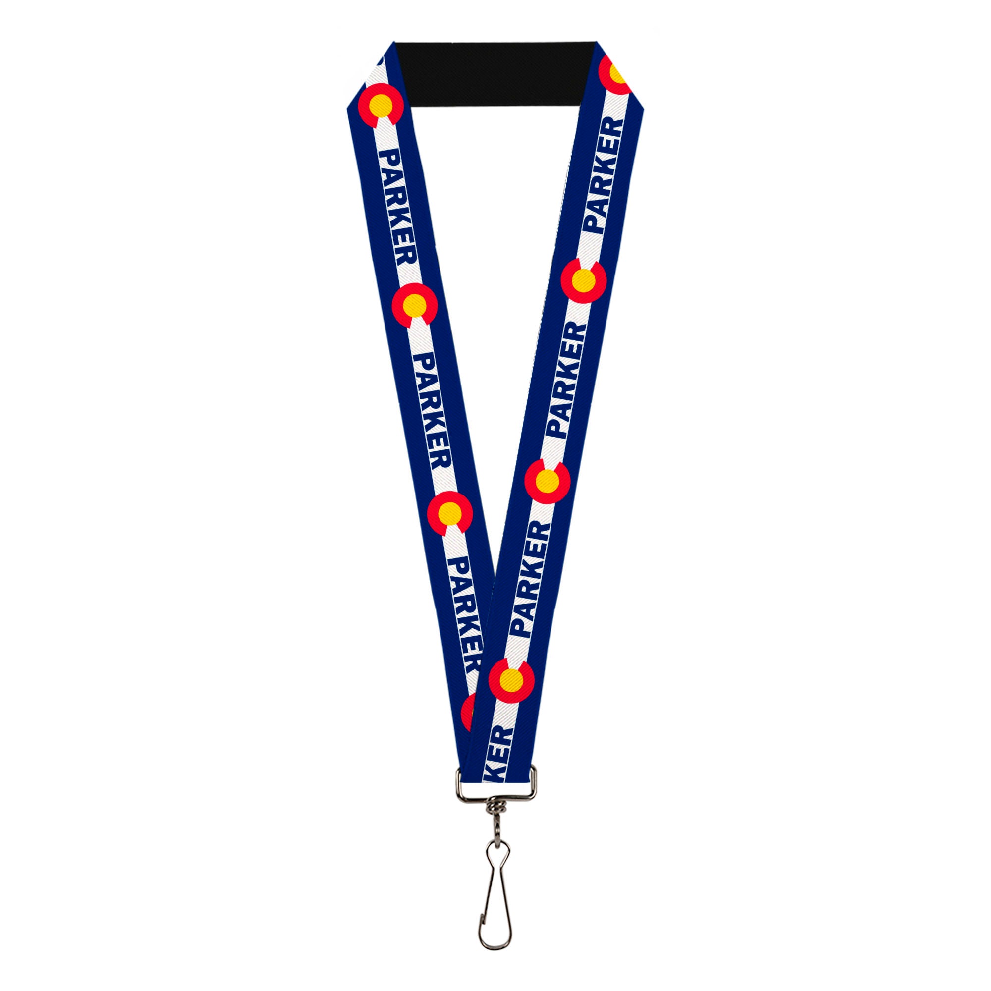 Lanyard - 1.0" - Colorado PARKER Flag Blue White Red Yellow Lanyards Buckle-Down