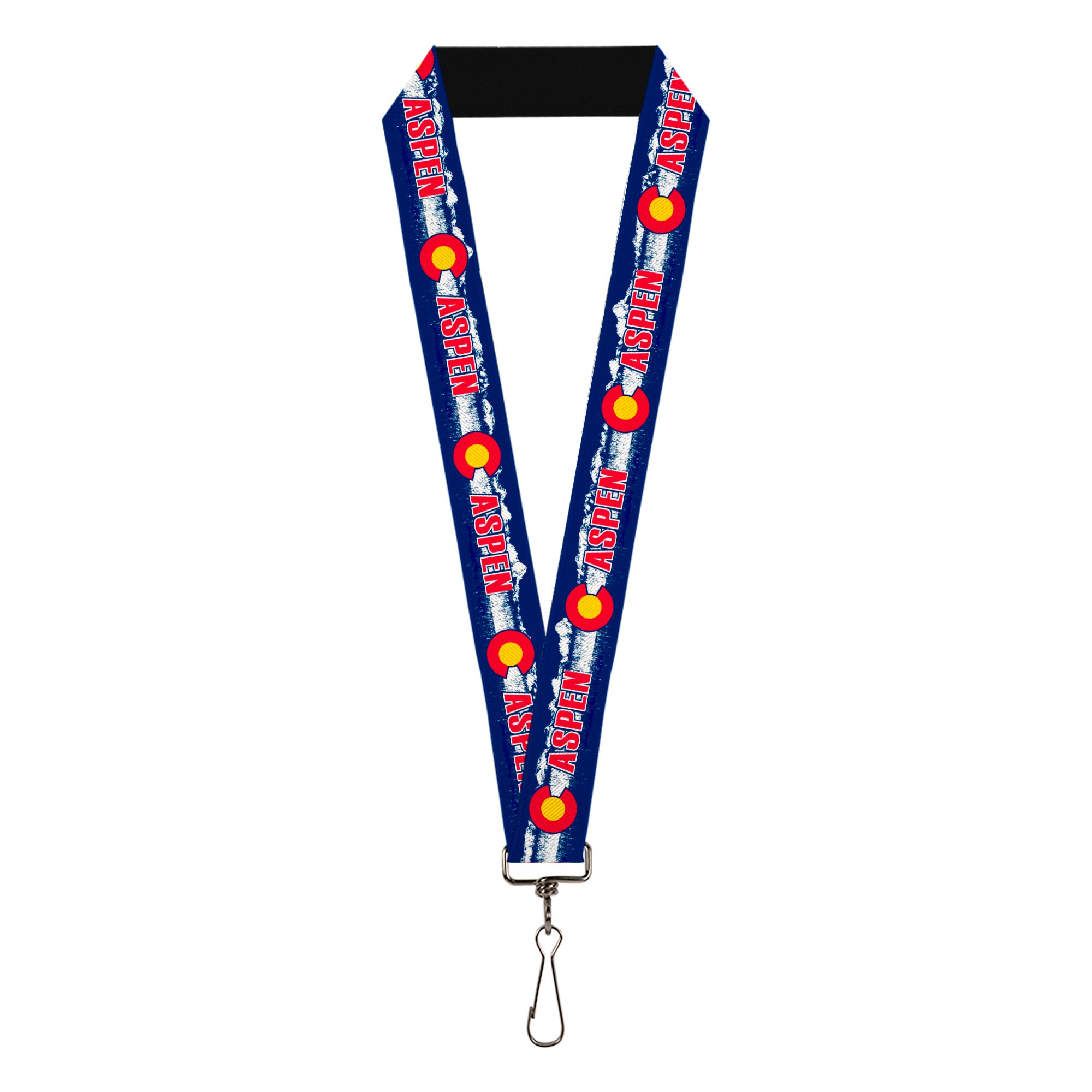 Lanyard - 1.0" - Colorado ASPEN Flag Snowy Mountains Weathered Blue White Red Yellows Lanyards Buckle-Down