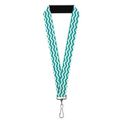 Lanyard - 1.0" - Chevron Stripe White Teal Lanyards Buckle-Down