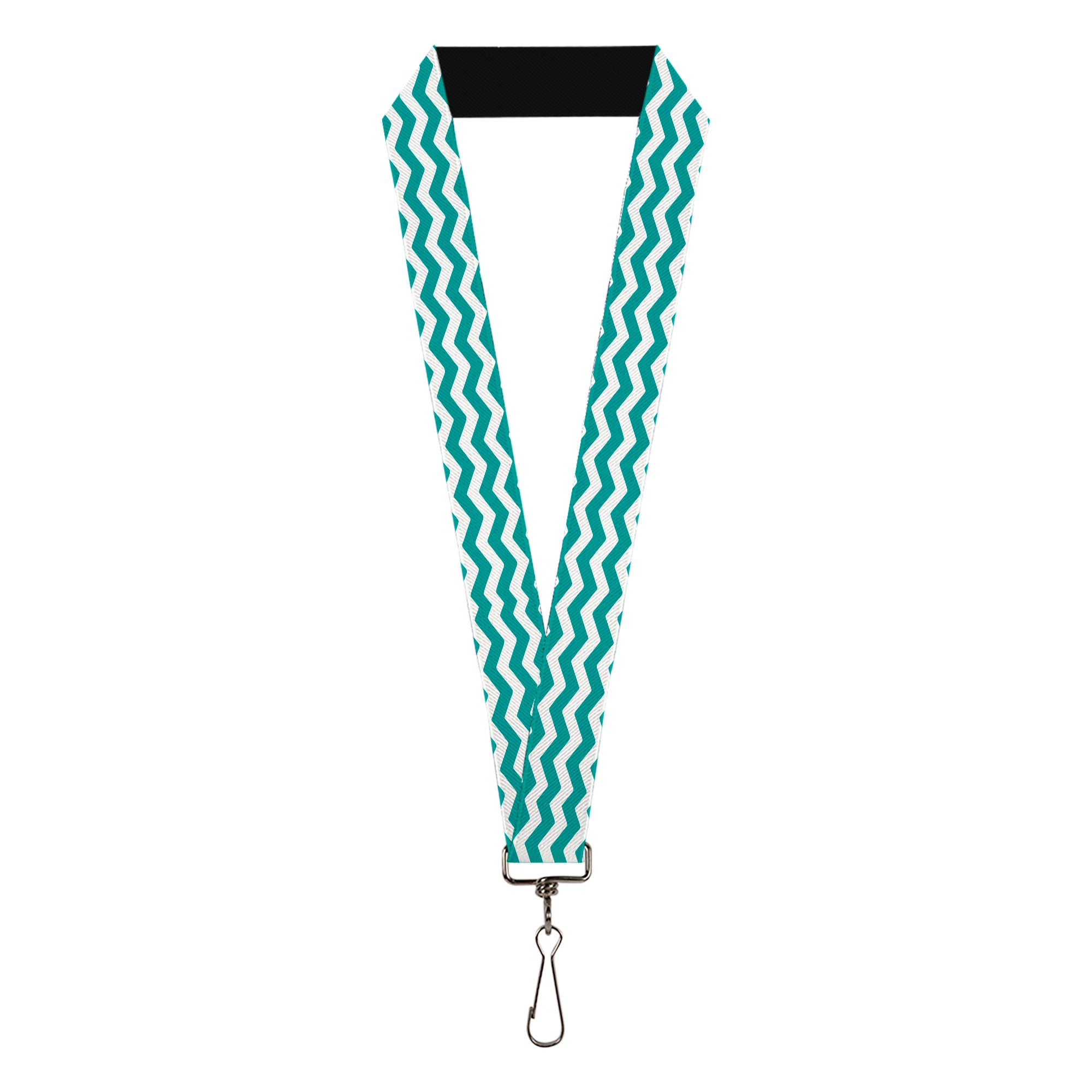 Lanyard - 1.0" - Chevron Stripe White Teal Lanyards Buckle-Down