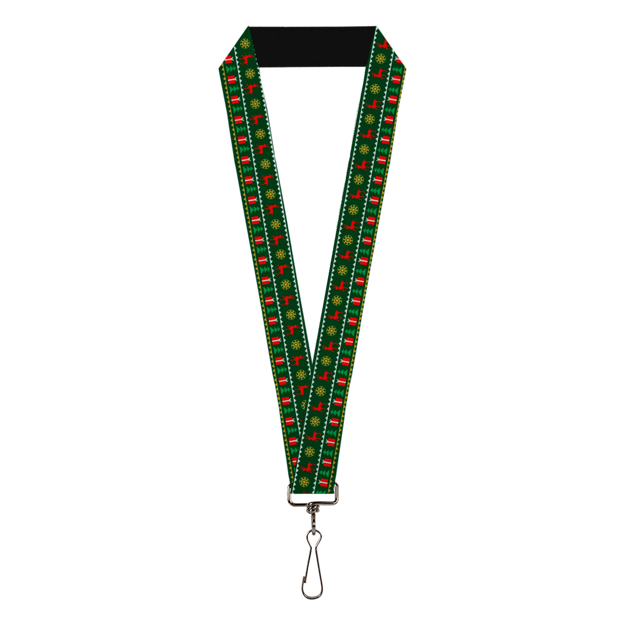 Lanyard - 1.0" - Christmas Sweater Stitch Green White Gold Red Lanyards Buckle-Down