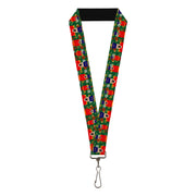 Lanyard - 1.0" - Christmas Nutcracker Polka Dots Greens Gold Red Lanyards Buckle-Down