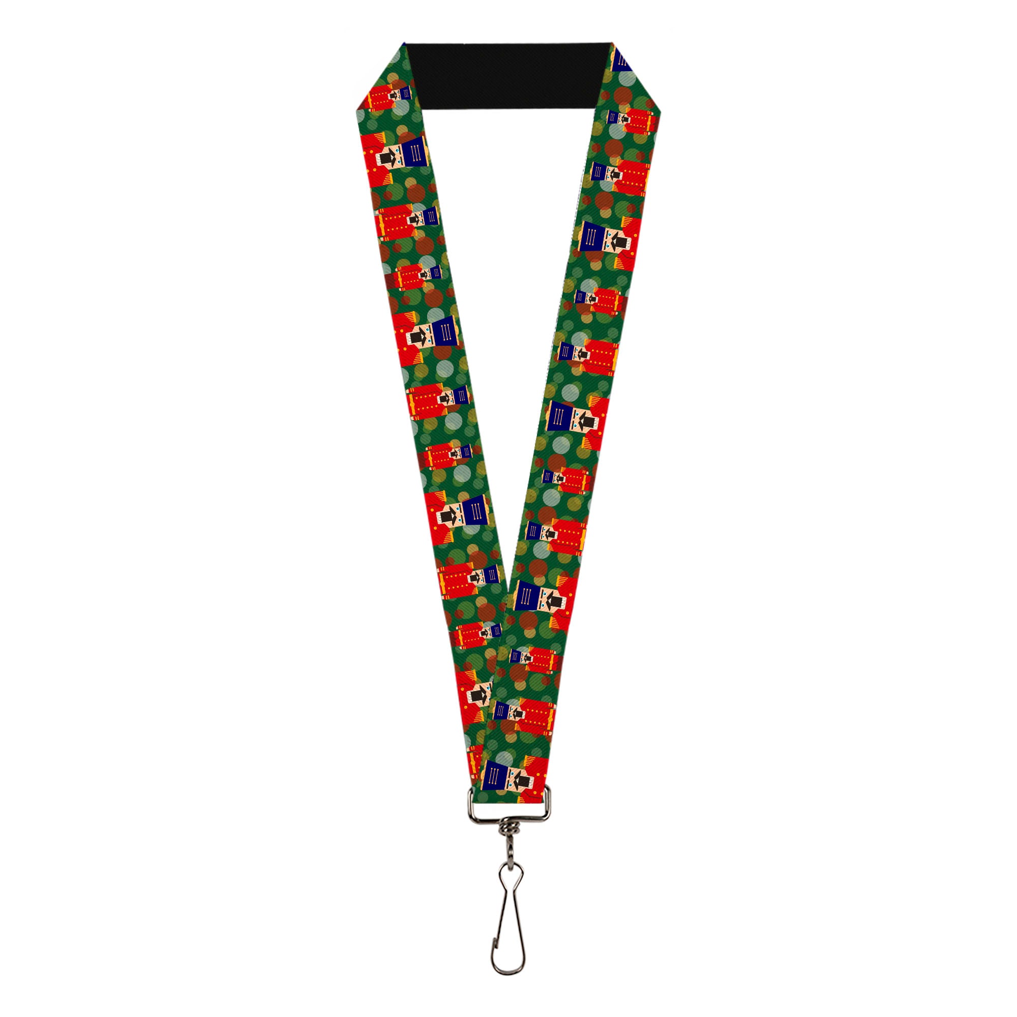 Lanyard - 1.0" - Christmas Nutcracker Polka Dots Greens Gold Red Lanyards Buckle-Down