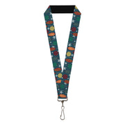 Lanyard - 1.0" - Christmas Ornaments Snowflakes Blue White Multi Color Lanyards Buckle-Down