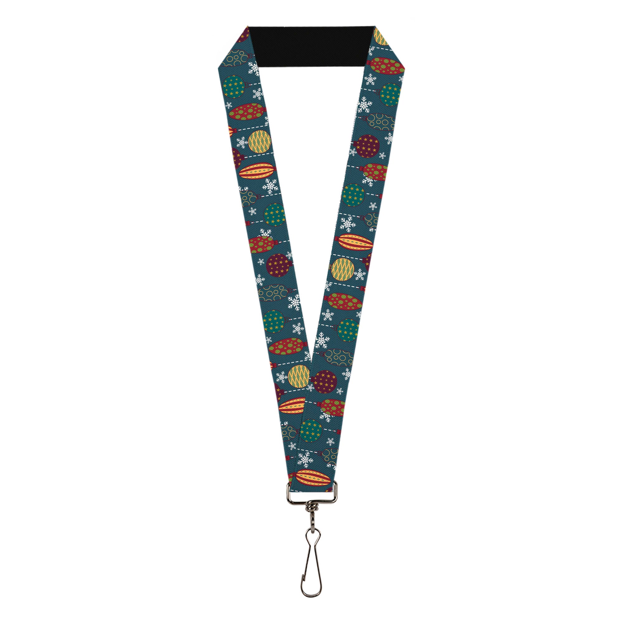 Lanyard - 1.0" - Christmas Ornaments Snowflakes Blue White Multi Color Lanyards Buckle-Down
