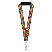 Lanyard - 1.0" - Christmas Elves Stripes Black Red White Green Lanyards Buckle-Down