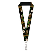 Lanyard - 1.0" - Sloth Face Hanging Black Lanyards Buckle-Down