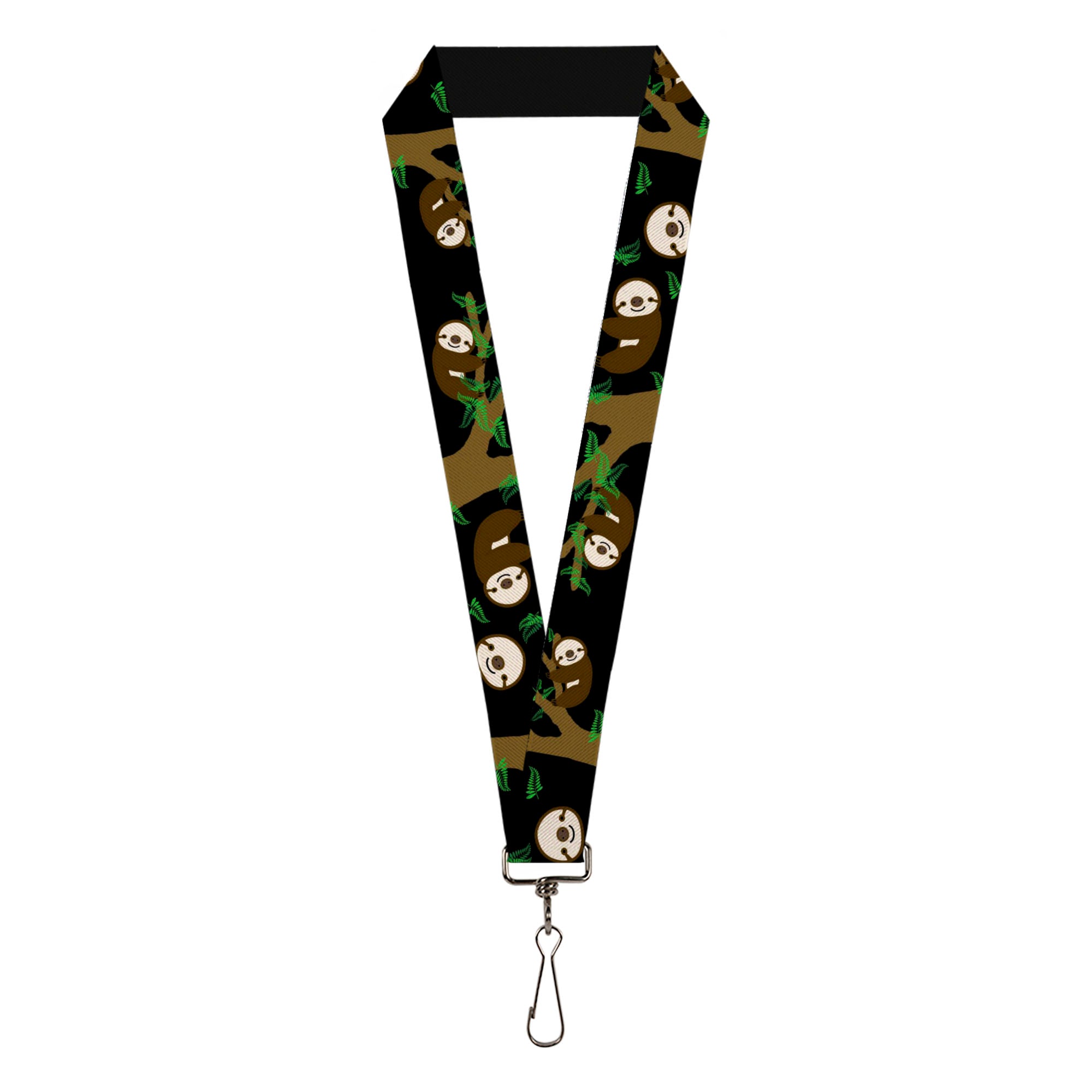 Lanyard - 1.0" - Sloth Face Hanging Black Lanyards Buckle-Down