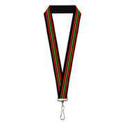 Lanyard - 1.0" - Stripe Trio Black Red Green Black Lanyards Buckle-Down