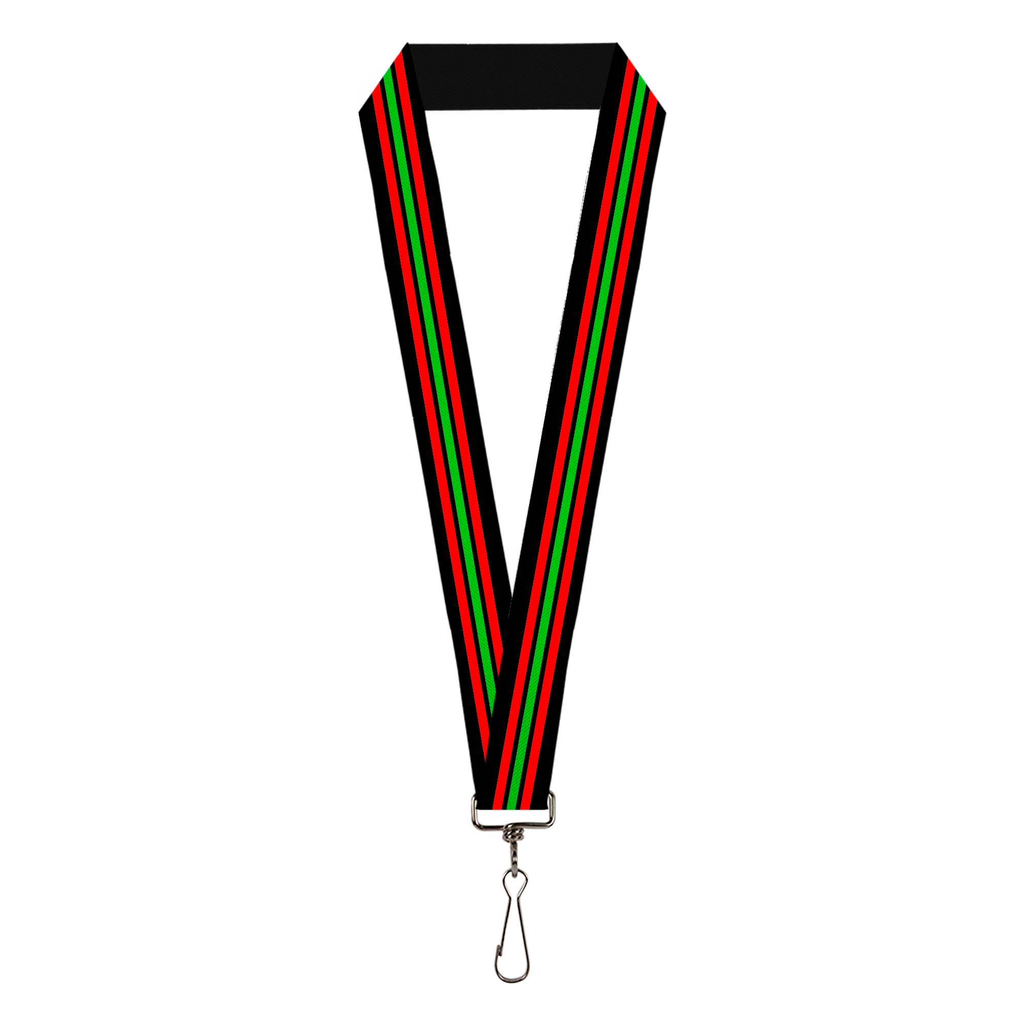 Lanyard - 1.0" - Stripe Trio Black Red Green Black Lanyards Buckle-Down