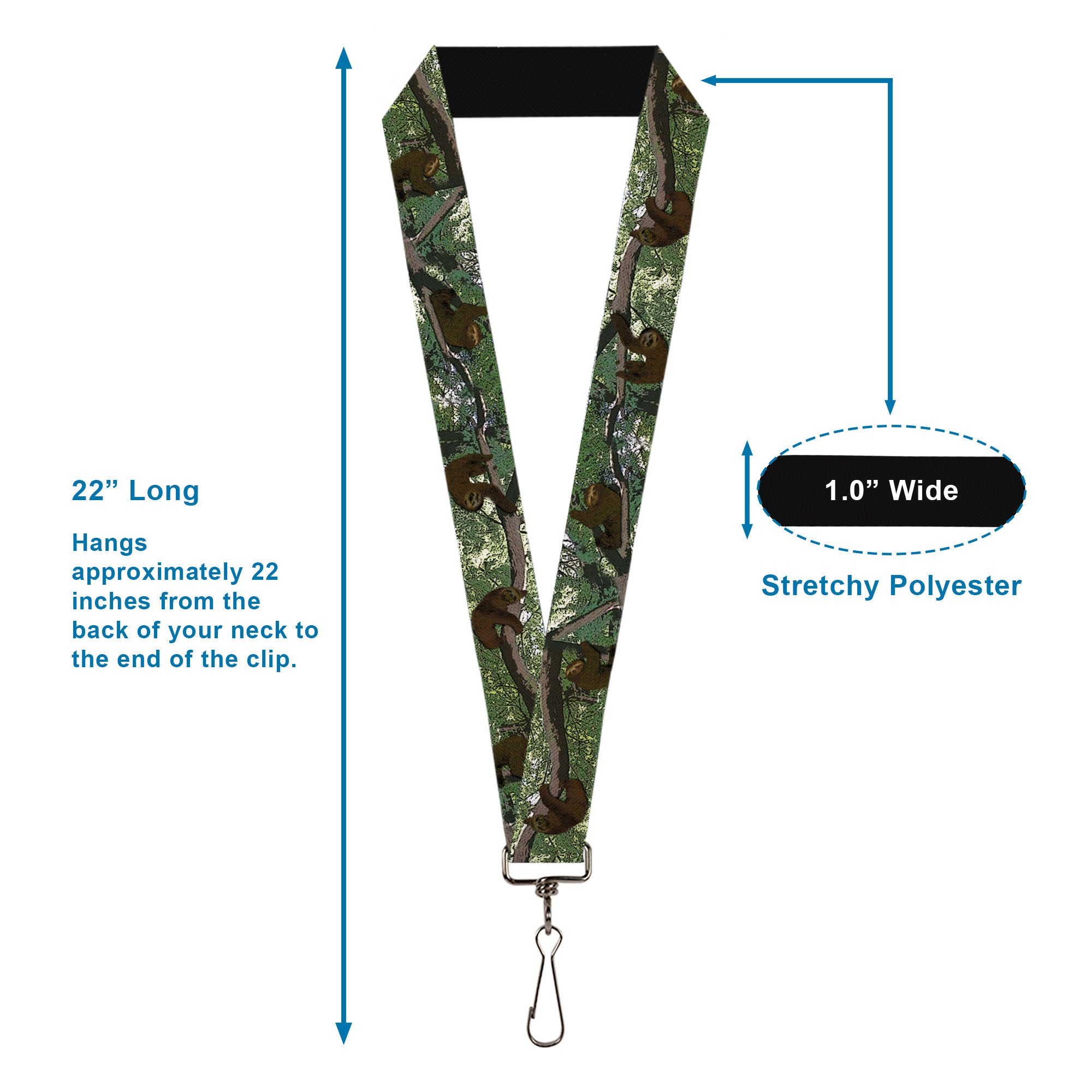 Lanyard - 1.0" - Sloth Tree Hanging Posterized Lanyards Buckle-Down