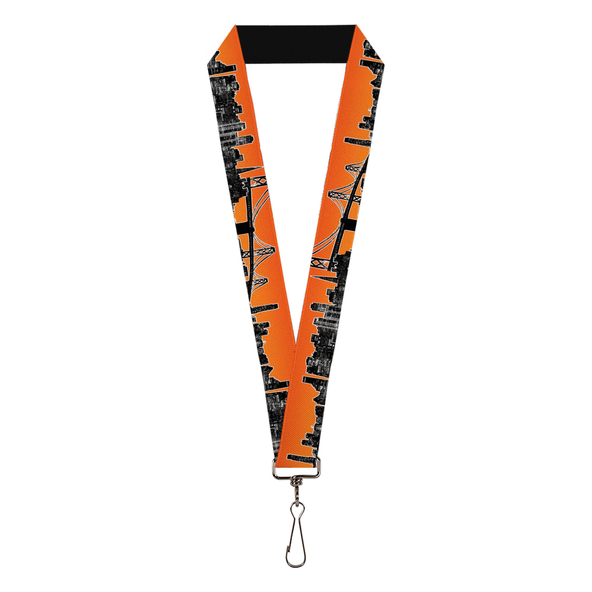 Lanyard - 1.0" - San Francisco Vivid Skyline Orange Fade Black Lanyards Buckle-Down