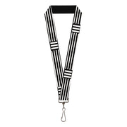 Lanyard - 1.0" - Stripe Blocks Black White Lanyards Buckle-Down