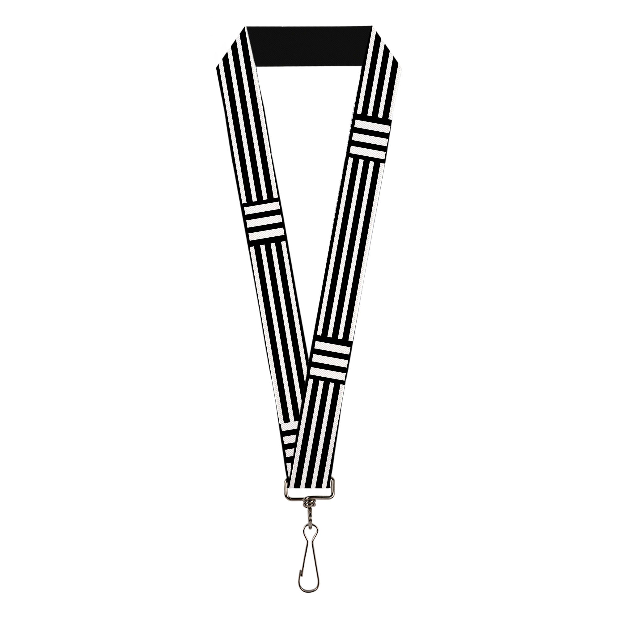 Lanyard - 1.0" - Stripe Blocks Black White Lanyards Buckle-Down