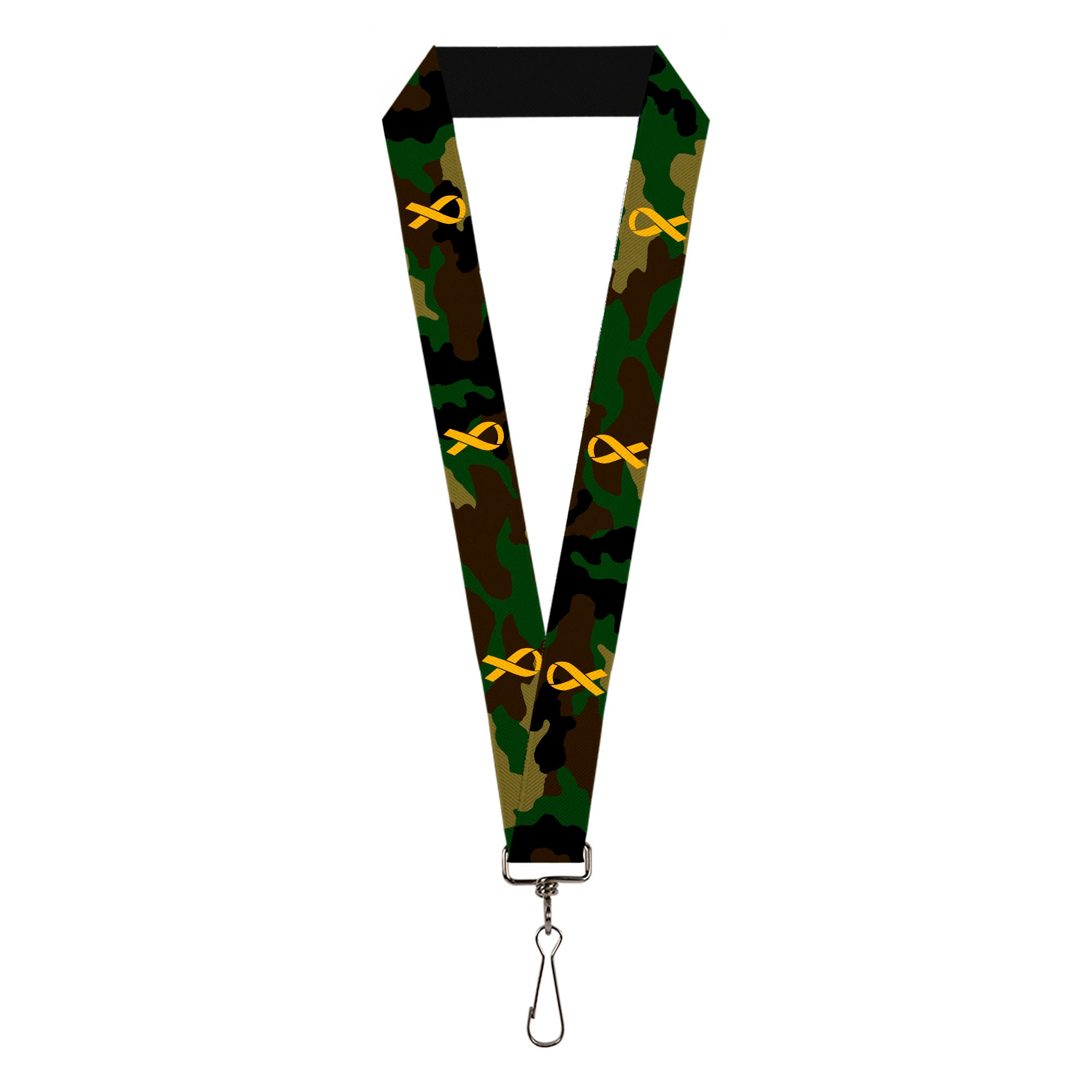 Lanyard - 1.0" - Support Our Troops Camo Olive Yellow Ribbon Lanyards Buckle-Down