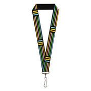 Lanyard - 1.0" - Stripe Blocks Black Multi Pastel Lanyards Buckle-Down