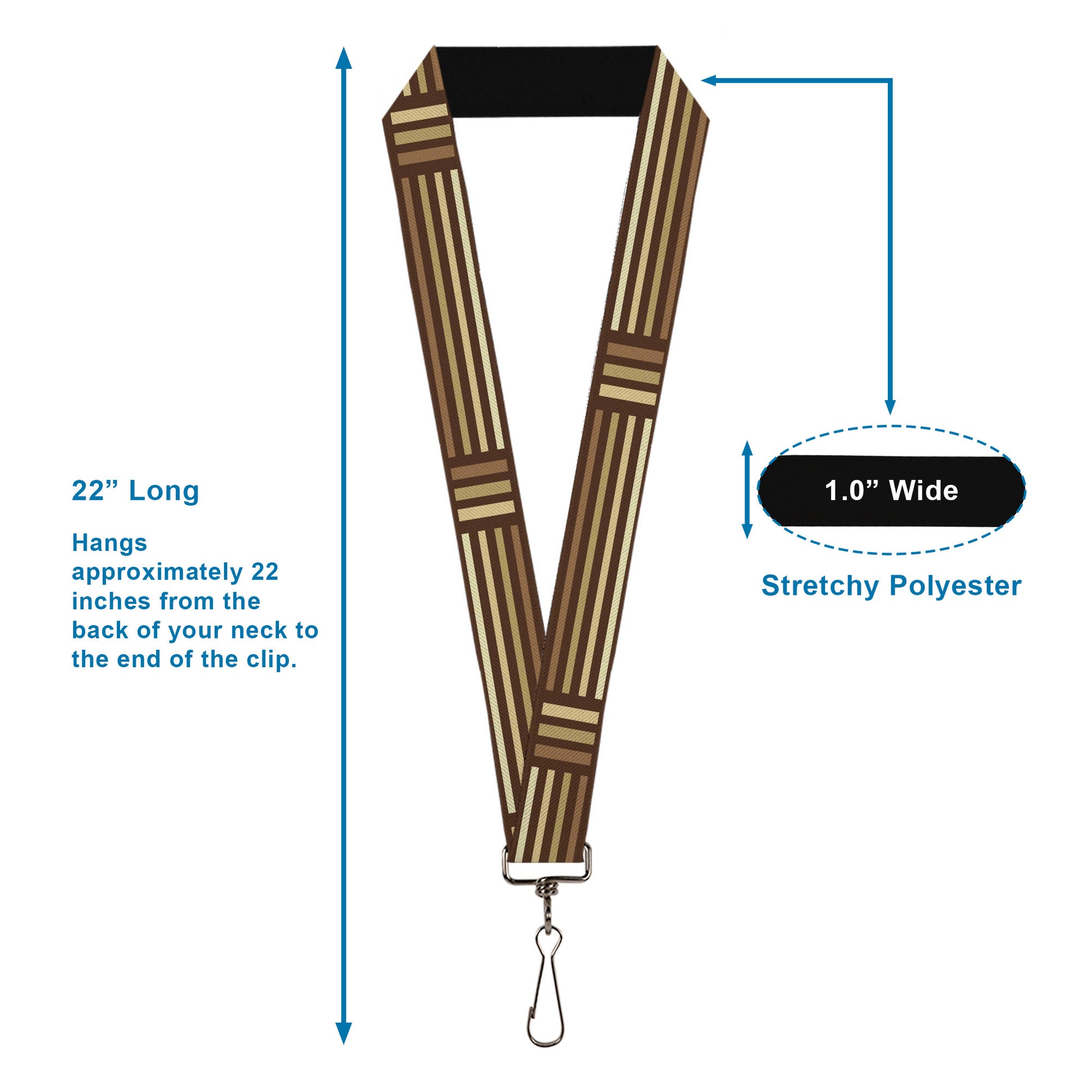 Lanyard - 1.0" - Stripe Blocks Browns Lanyards Buckle-Down