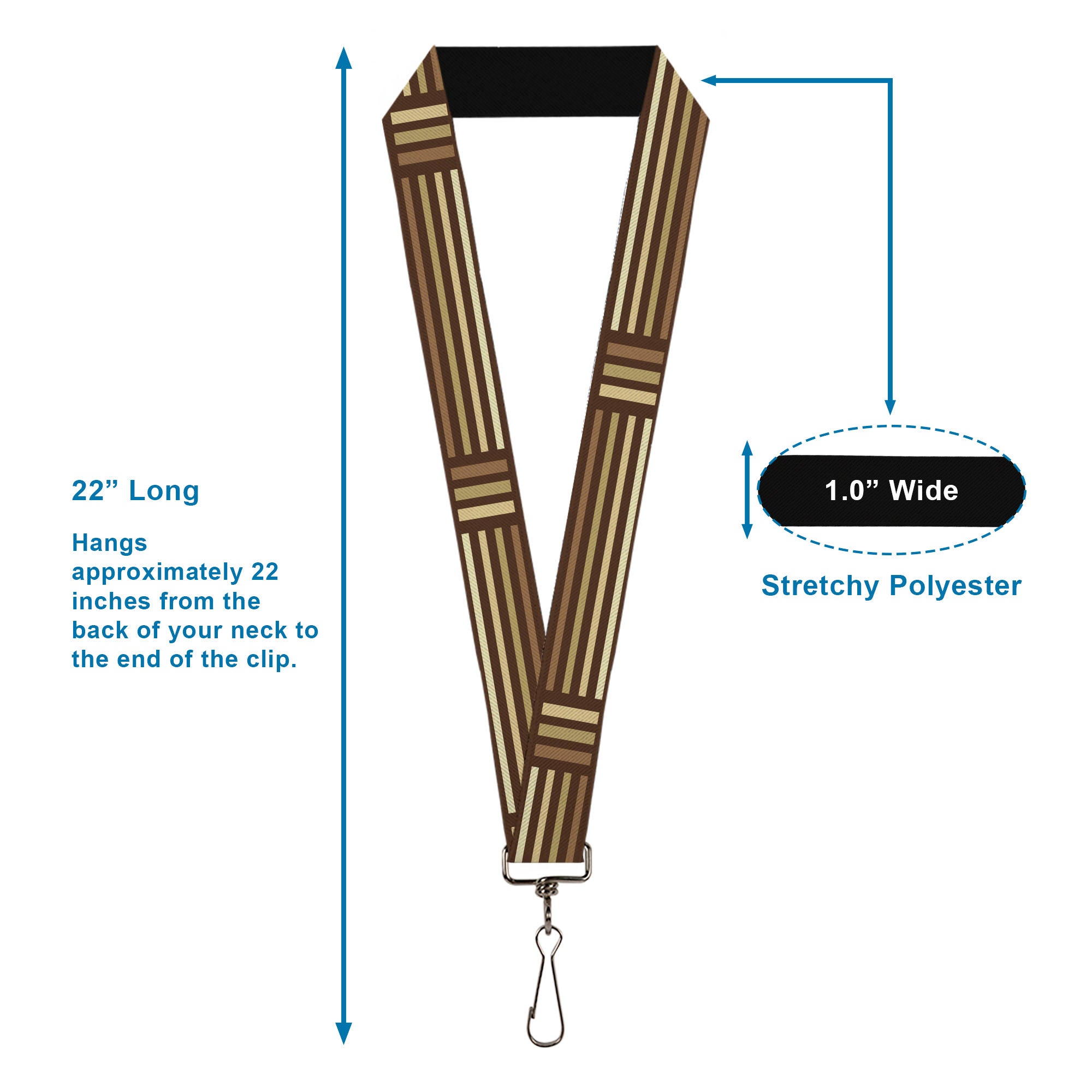 Lanyard - 1.0" - Stripe Blocks Browns Lanyards Buckle-Down
