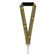 Lanyard - 1.0" - Stripe Blocks Brown Multi Pastel Lanyards Buckle-Down