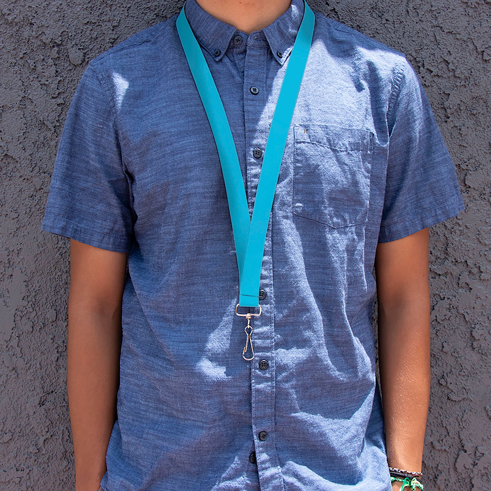 Lanyard - 1.0" - Solid Water Blue Lanyards Buckle-Down