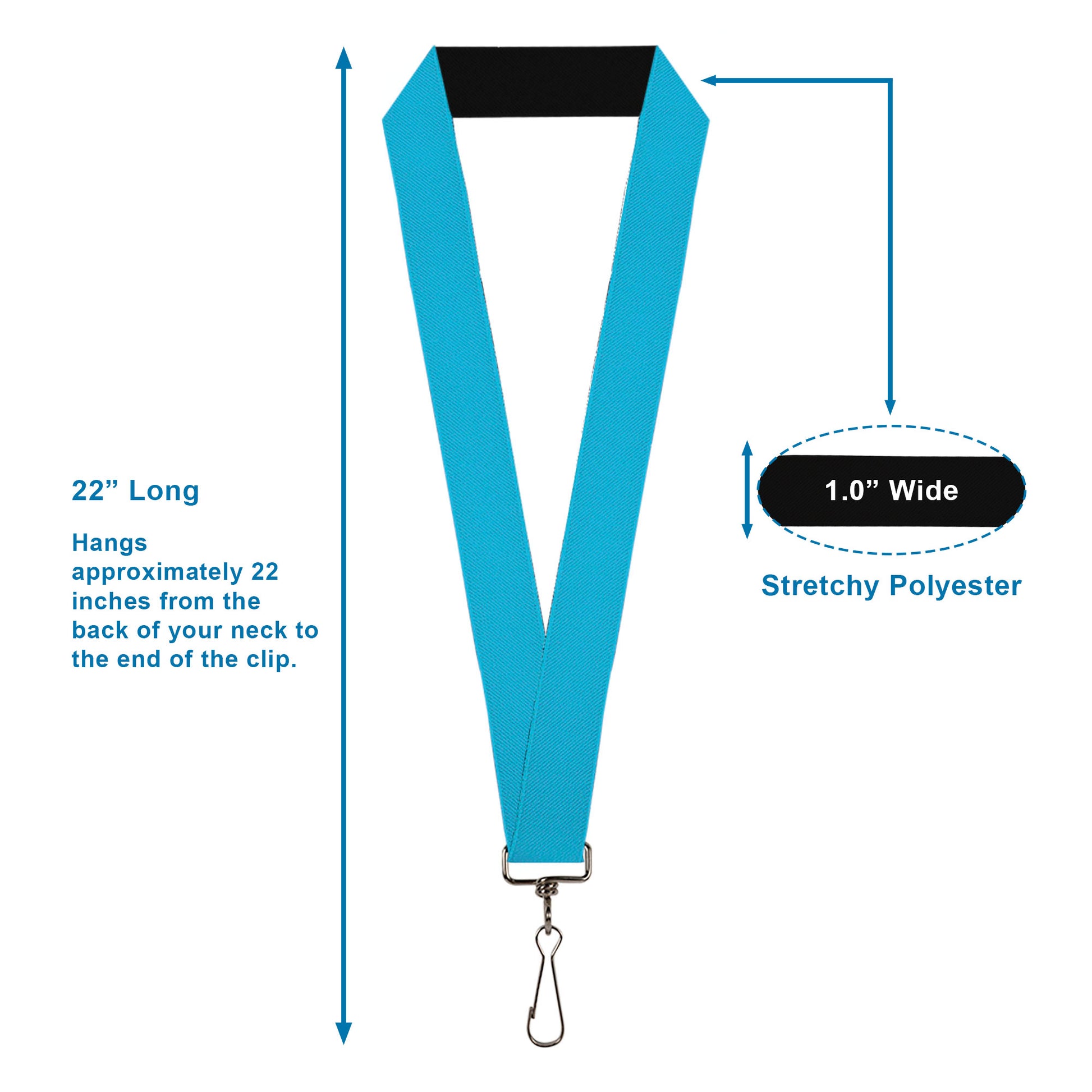 Lanyard - 1.0" - Solid Water Blue Lanyards Buckle-Down