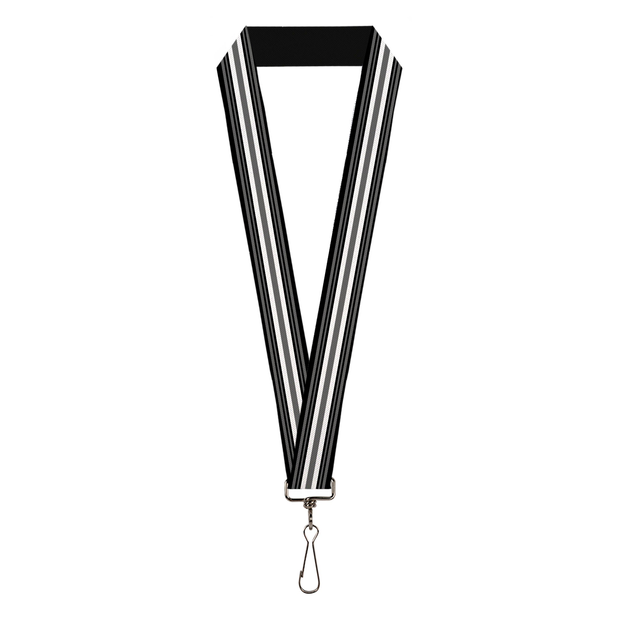 Lanyard - 1.0" - Striped Black Gray White Lanyards Buckle-Down