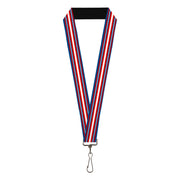 Lanyard - 1.0" - Striped Blue Red White Lanyards Buckle-Down