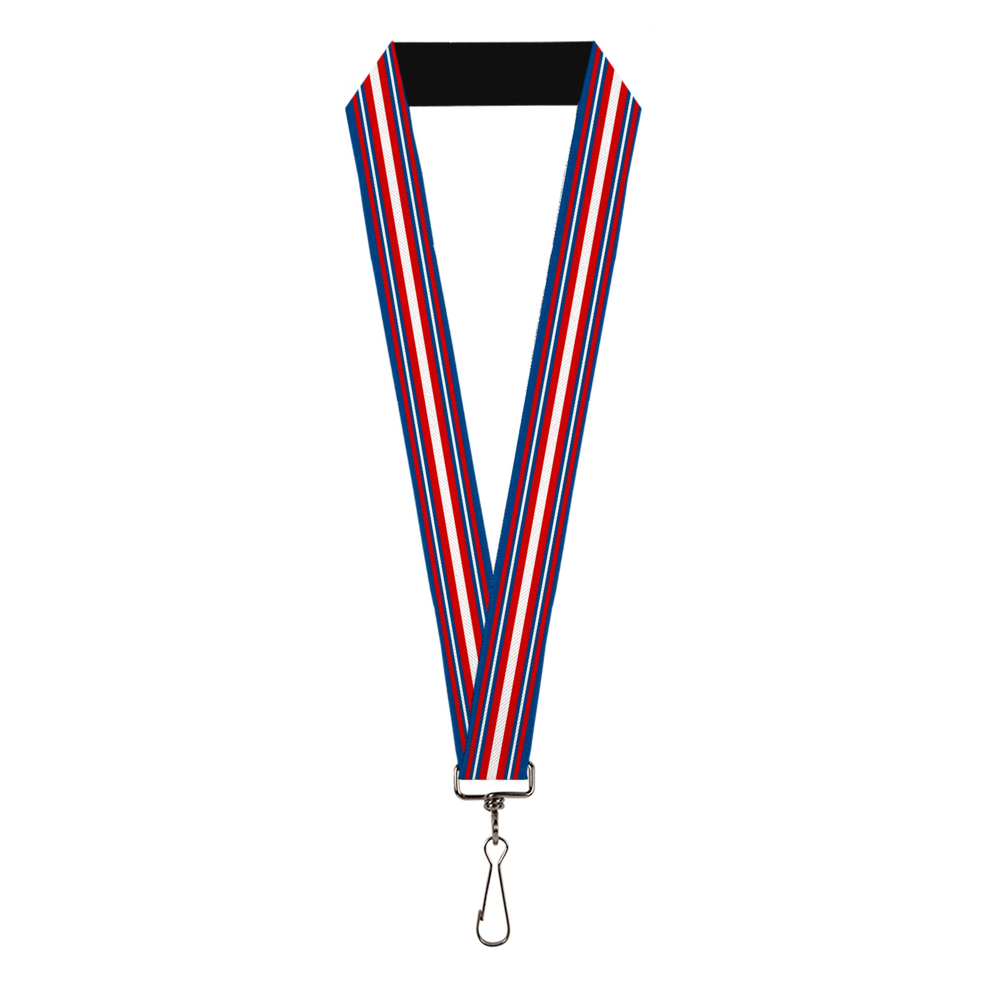 Lanyard - 1.0" - Striped Blue Red White Lanyards Buckle-Down