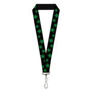 Lanyard - 1.0" - Stars Scattered Black Green Lanyards Buckle-Down