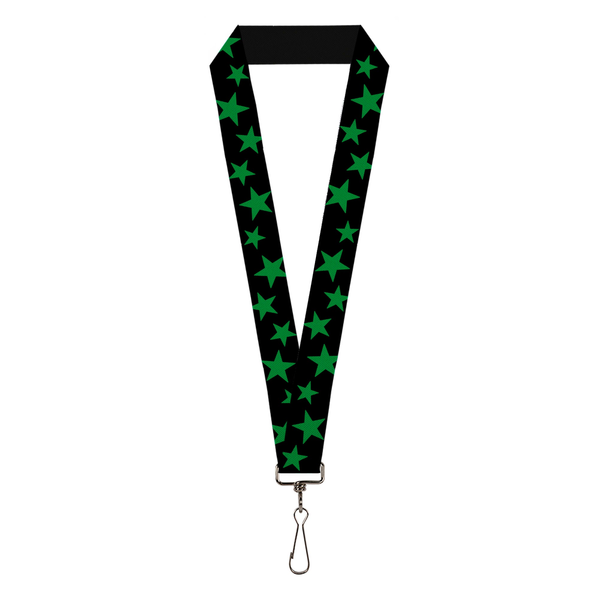 Lanyard - 1.0" - Stars Scattered Black Green Lanyards Buckle-Down