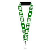 Lanyard - 1.0" - St Pat's KISS ME I'M DRUNK Shamrock Green White Lanyards Buckle-Down