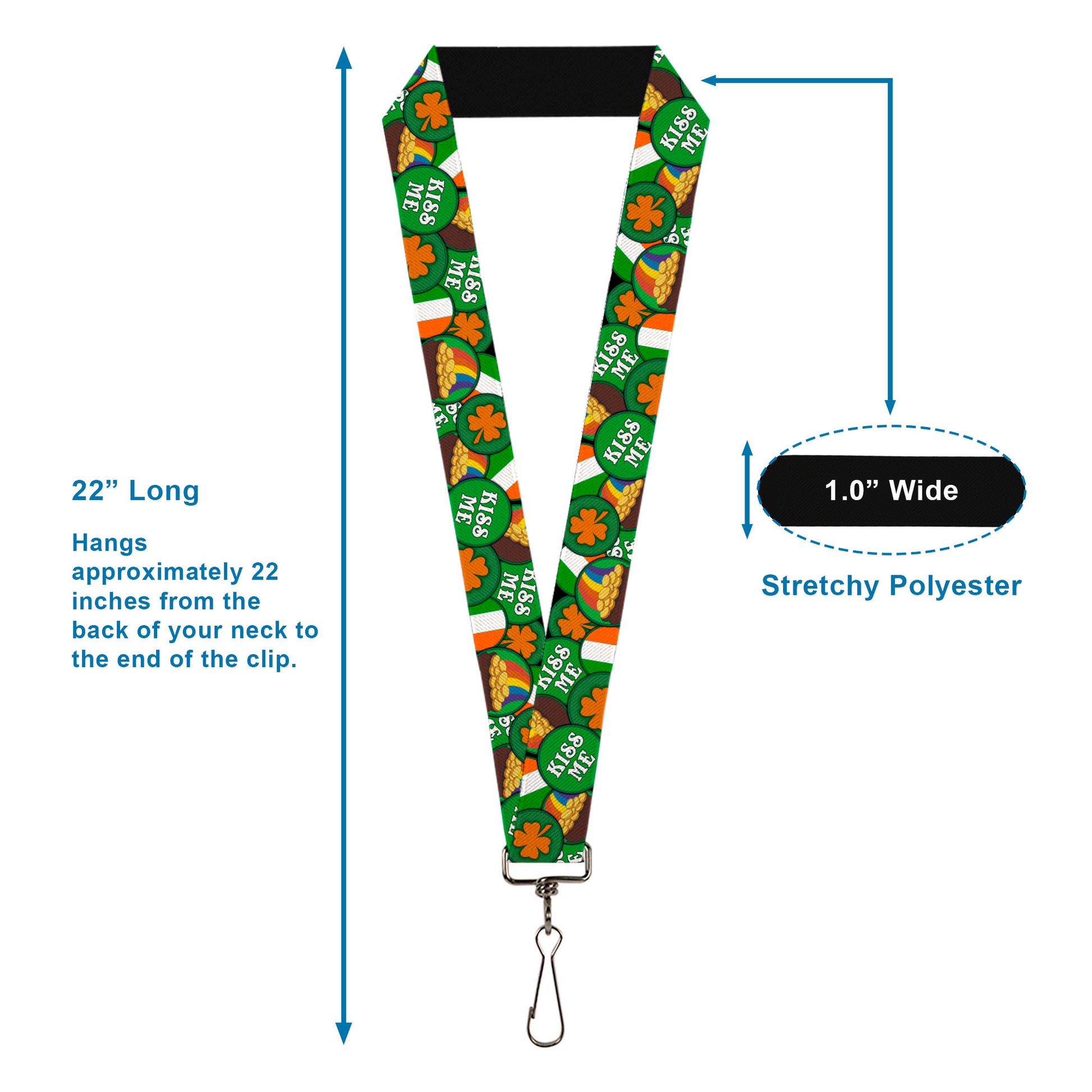 Lanyard - 1.0" - St Pat's 4-Buttons Stacked Lanyards Buckle-Down