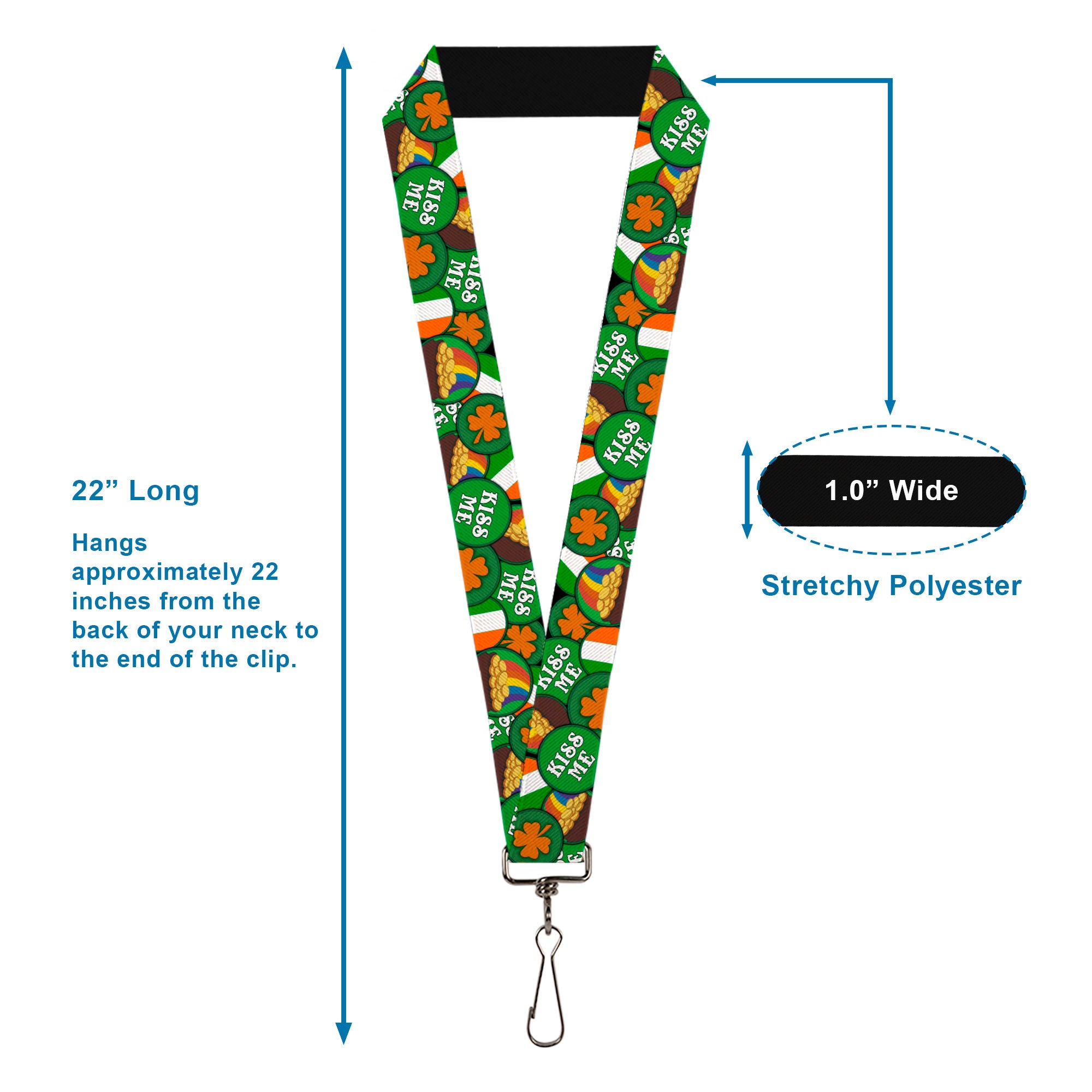 Lanyard - 1.0" - St Pat's 4-Buttons Stacked Lanyards Buckle-Down