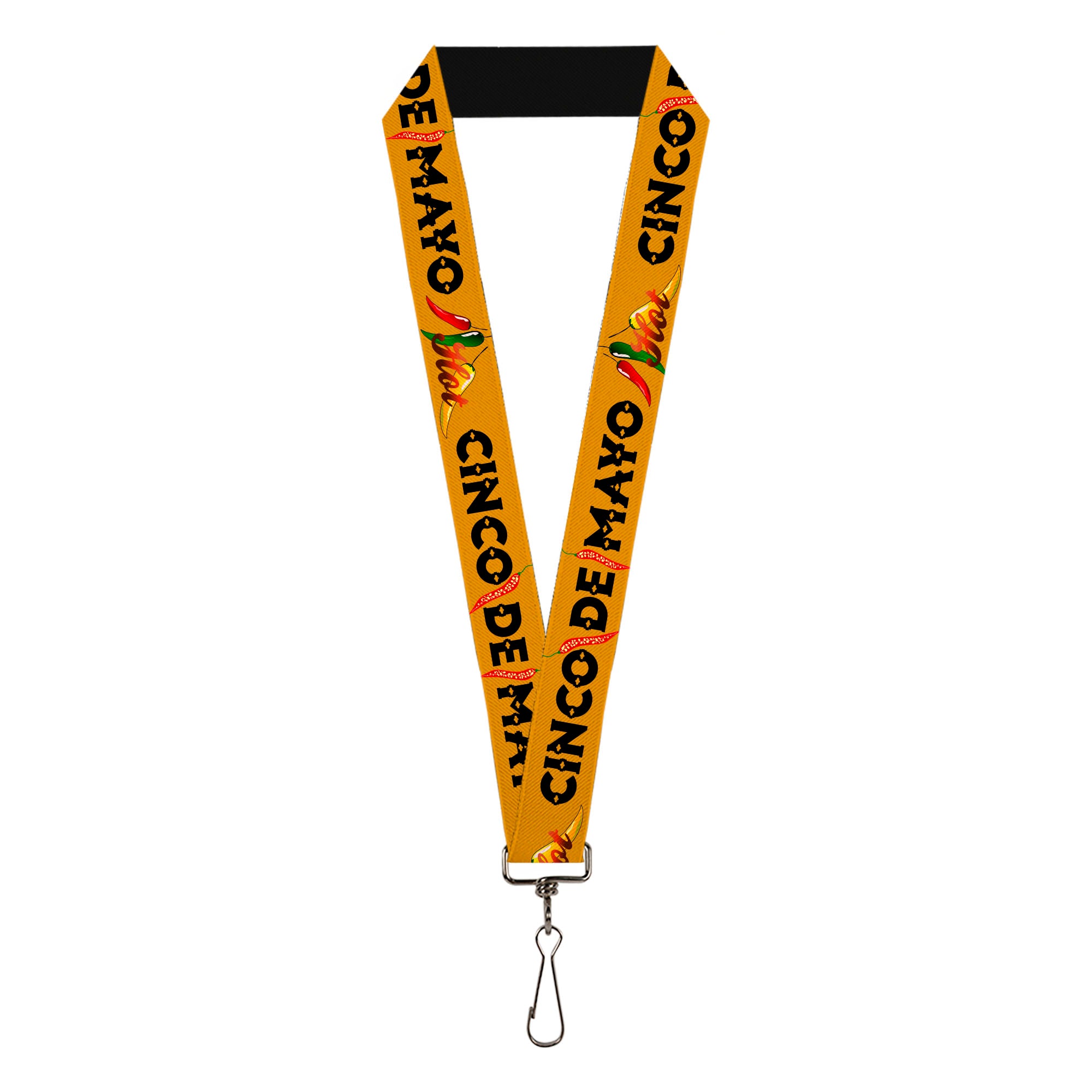 Lanyard - 1.0" - CINCO DE MAYO Hot Peppers Gold/Black/Reds/Green Lanyards Buckle-Down