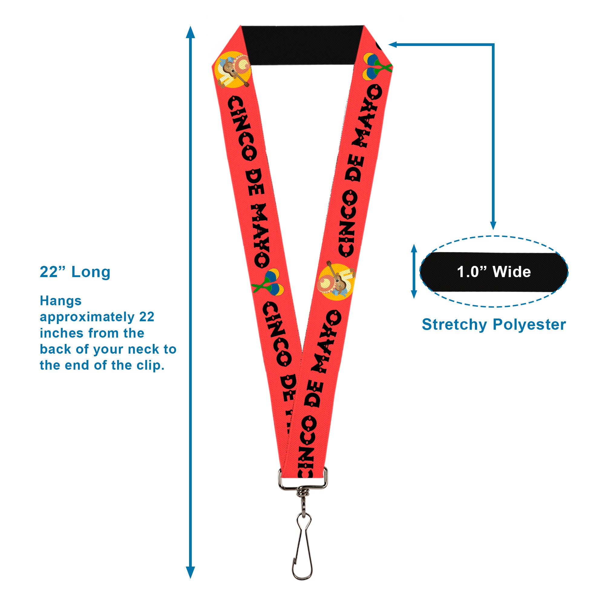 Lanyard - 1.0" - CINCO DE MAYO Maracas/Musician Pink/Black Lanyards Buckle-Down