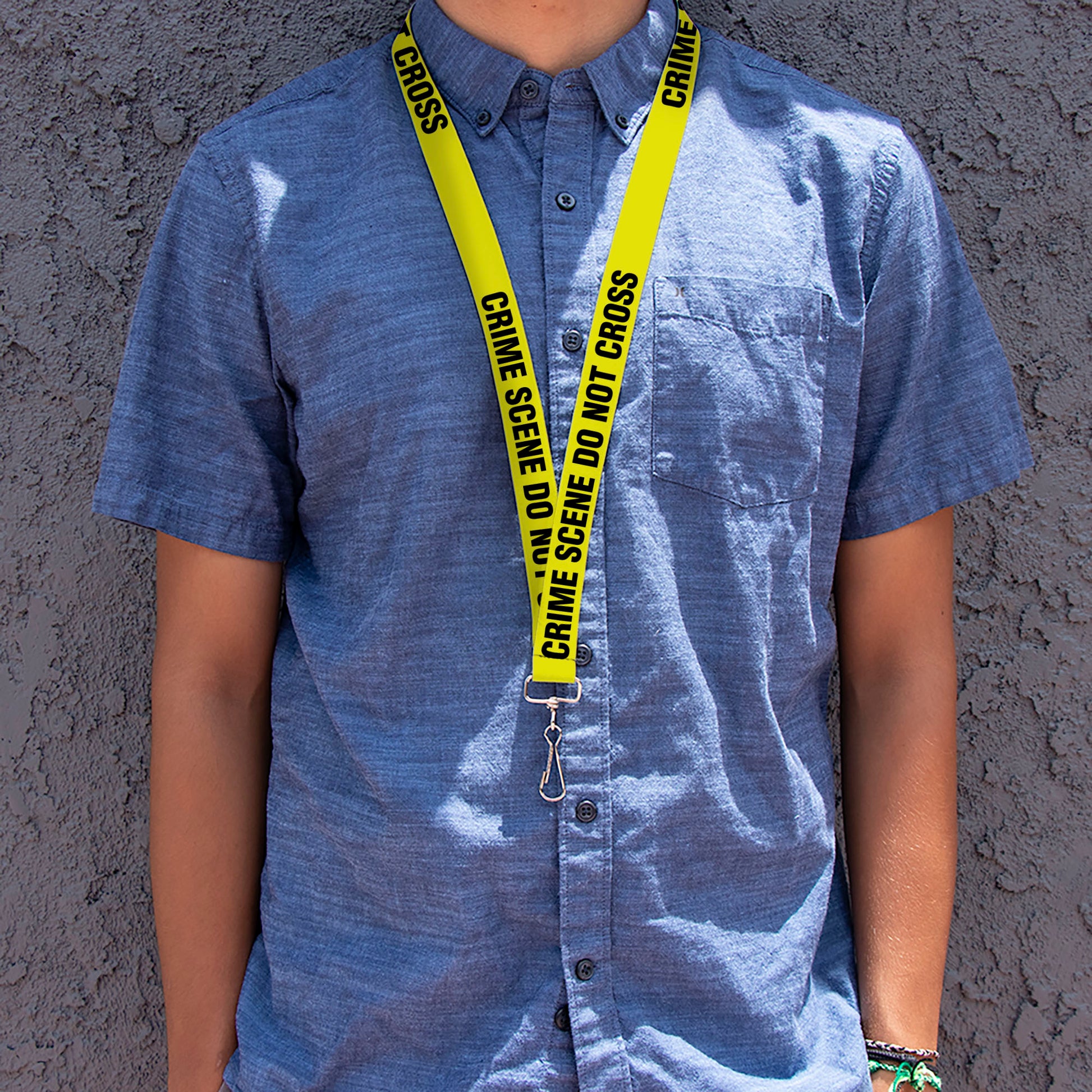 Lanyard - 1.0" - CRIME SCENE DO NOT CROSS Yellow Black Lanyards Buckle-Down