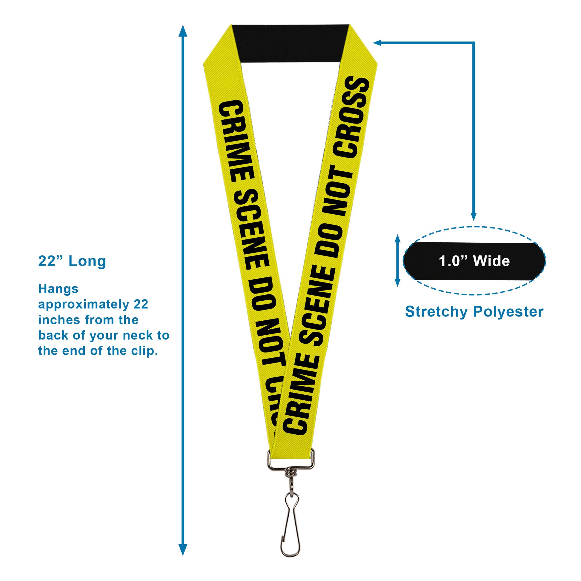 Lanyard - 1.0" - CRIME SCENE DO NOT CROSS Yellow Black Lanyards Buckle-Down