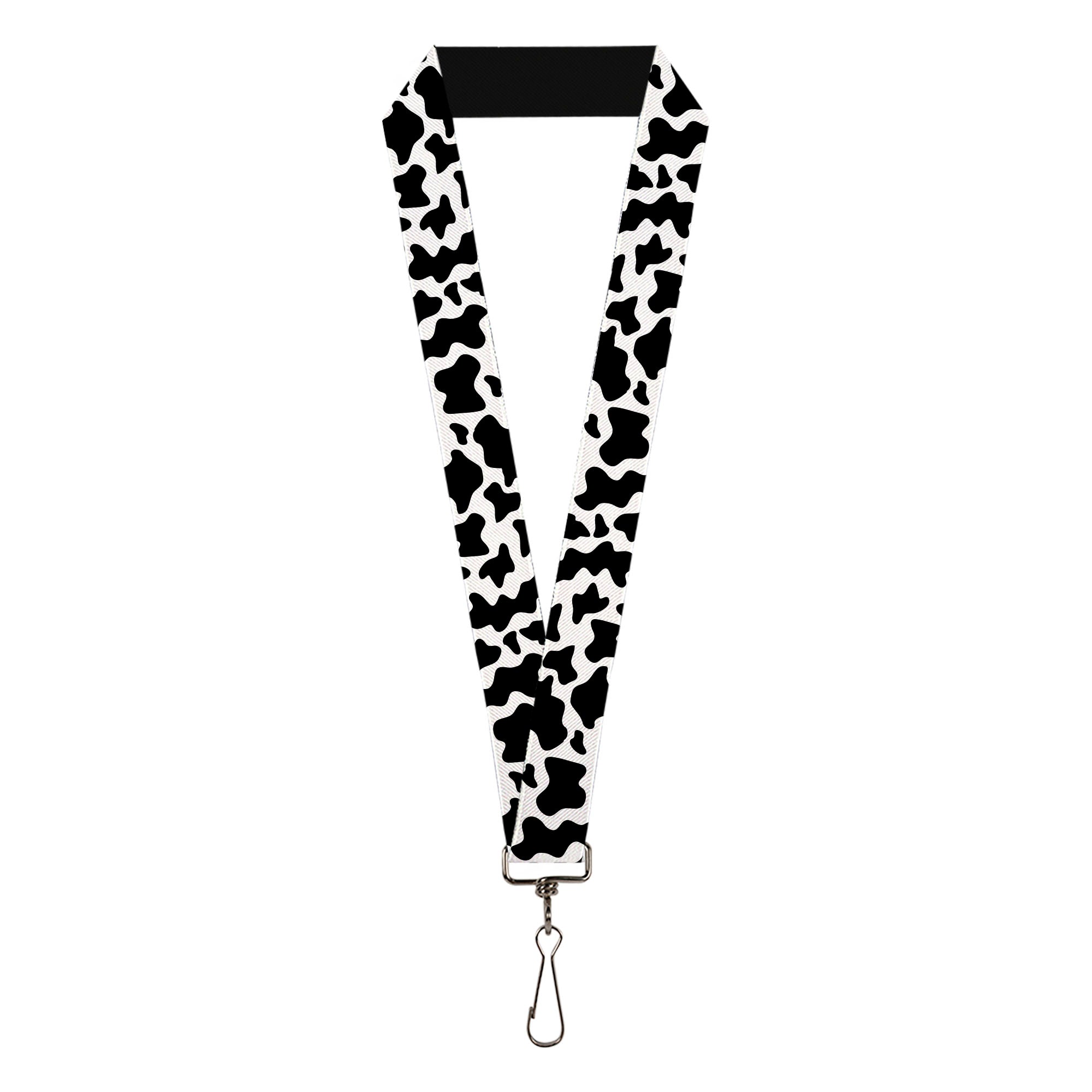 Lanyard - 1.0" - Cow Pattern Print White/Black Lanyards Buckle-Down