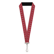 Lanyard - 1.0" - Christmas Holiday Fair Isle Stitch Pattern Red/White Lanyards Buckle-Down