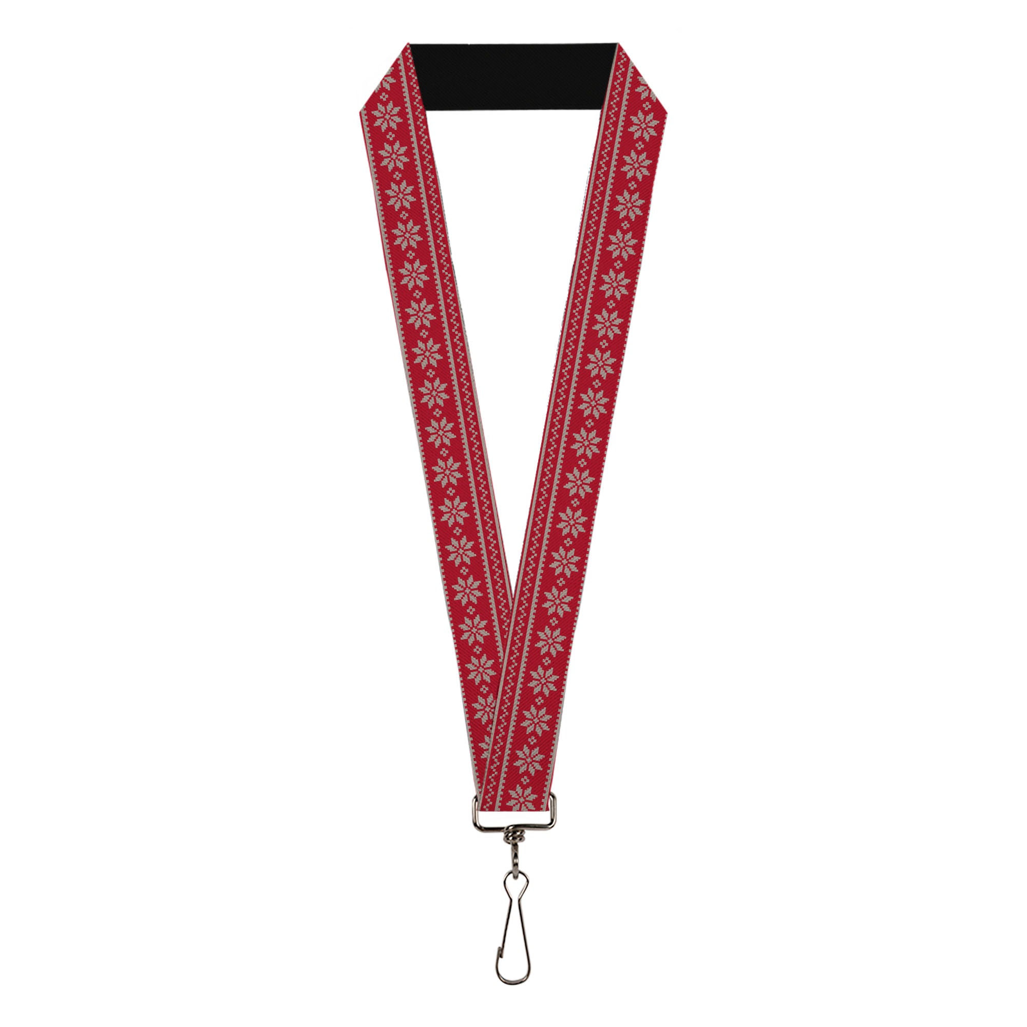 Lanyard - 1.0" - Christmas Holiday Fair Isle Stitch Pattern Red/White Lanyards Buckle-Down