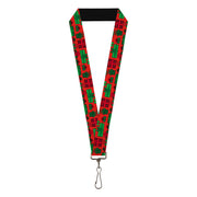 Lanyard - 1.0" - Christmas Holiday Gifts Packaged Red/Greens Lanyards Buckle-Down