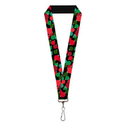 Lanyard - 1.0" - Christman Holiday Globe Ball Ornaments Stacked Black/Reds/Greens Lanyards Buckle-Down