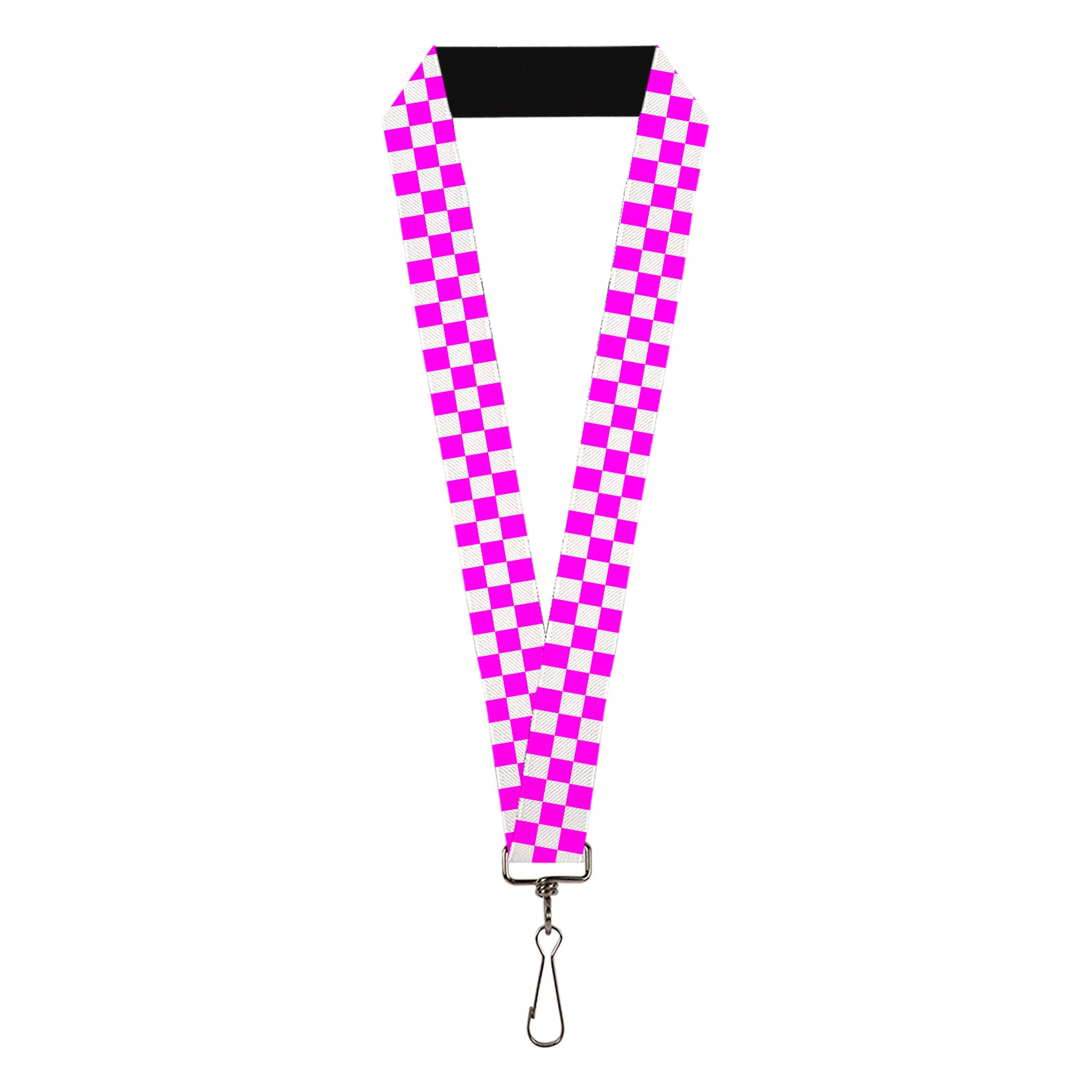 Lanyard - 1.0" - Checker Fuchsia Pink/White Lanyards Buckle-Down