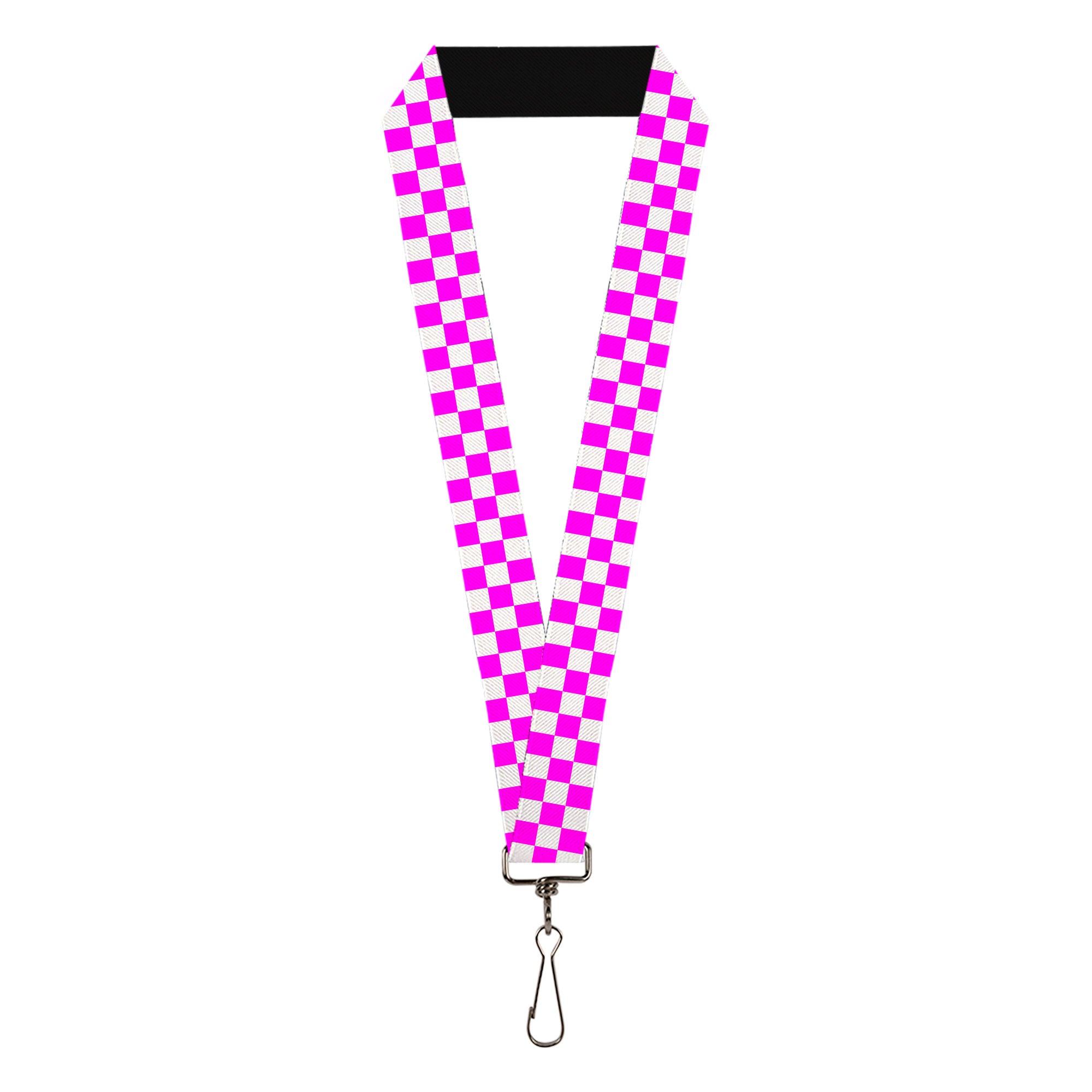 Lanyard - 1.0" - Checker Fuchsia Pink/White Lanyards Buckle-Down